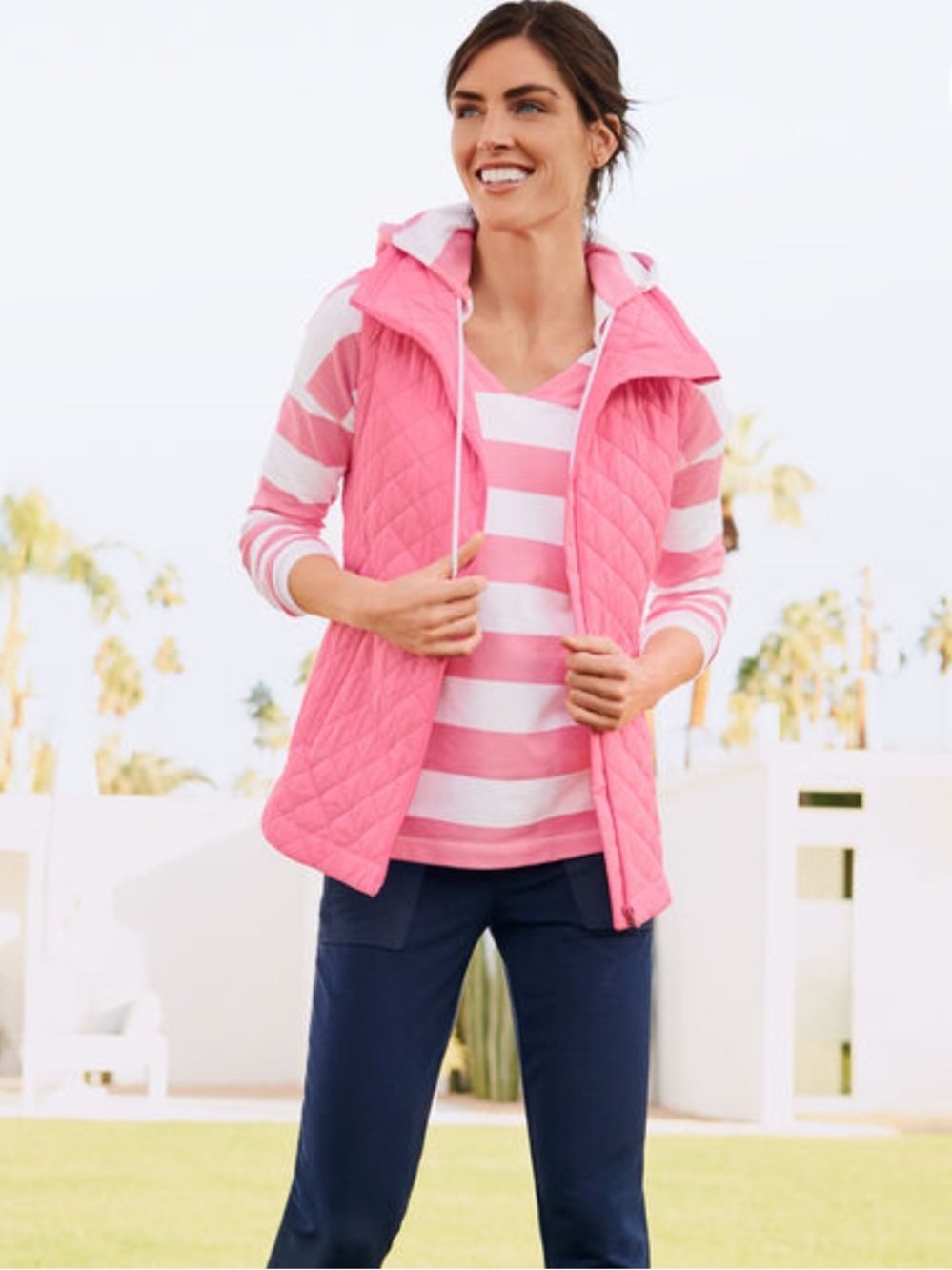 Talbots STRIPE DROP SHOULDER HOODED
SWEATSHIRT Size XL